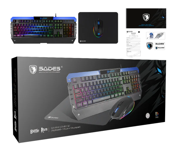 ساديس مجموعة الألعاب باتل رام (لوحة مفاتيح، ماوس، وماوس باد)