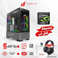 كمبيوتر ألعاب مخصص Core i5 12400F، RTX 4060Ti، 16 جيجابايت من ذاكرة الوصول العشوائي