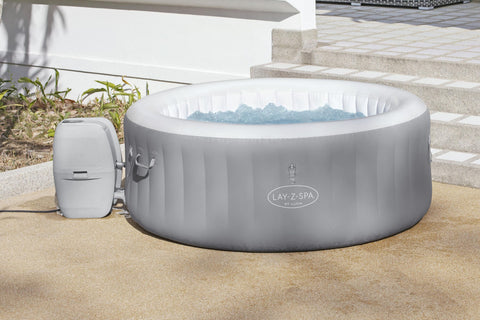 بيست واي سانت لوسيا أير جيت - حوض استحمام ساخن قابل للنفخ لـ 3 أشخاص، لون رمادي، 1.70 متر × 66 سم، مع نظام تسخين وفلترة