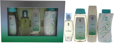 Ajmal Raindrops 4 Pcs Set For Her - EDP 50 ml, Body Lotion 100 ml, Shower Gel 200 ml, Body Powder 100 ml