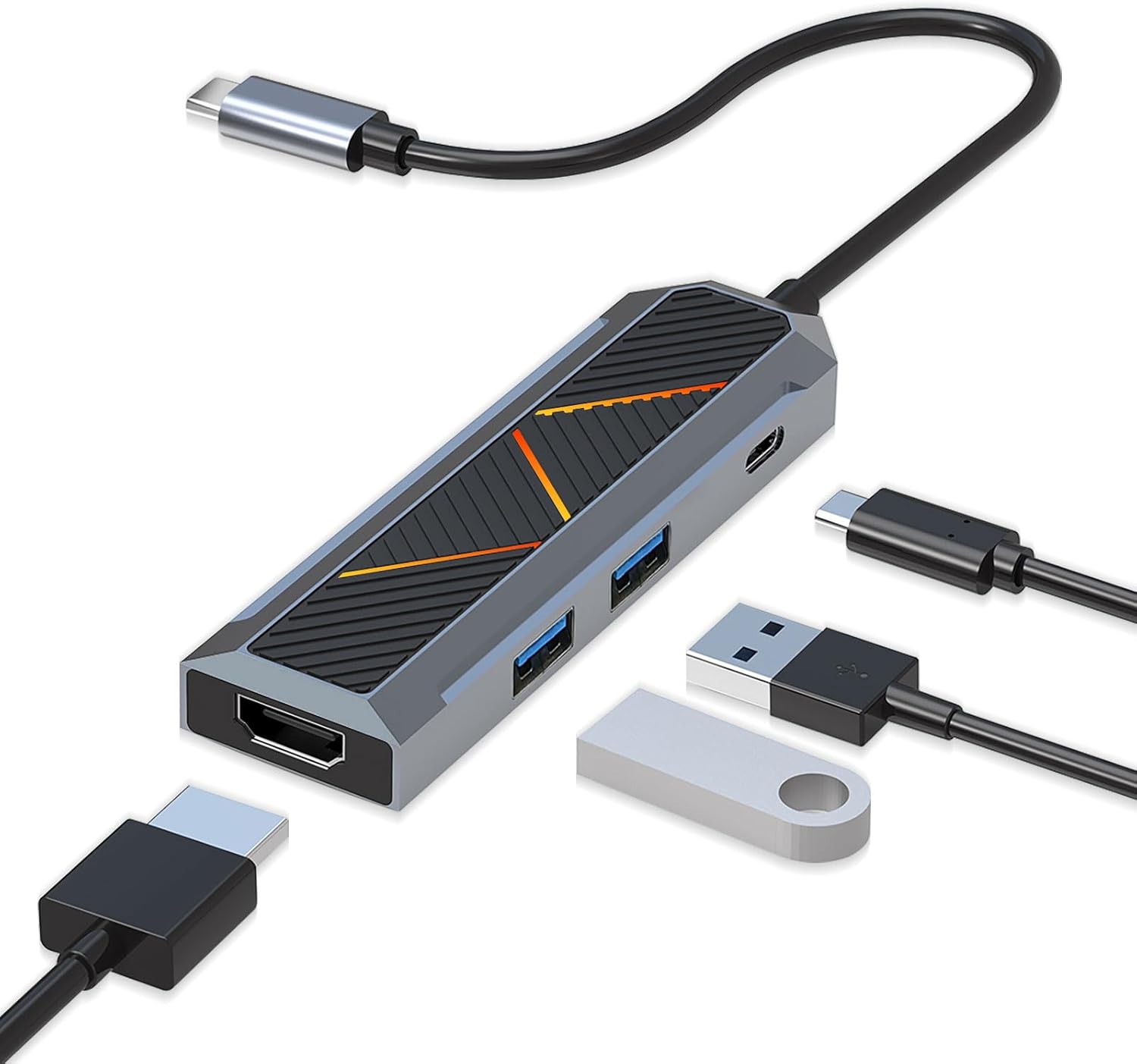 ريدراجون UCA، موزع USB-C بأربع منافذ - أسود