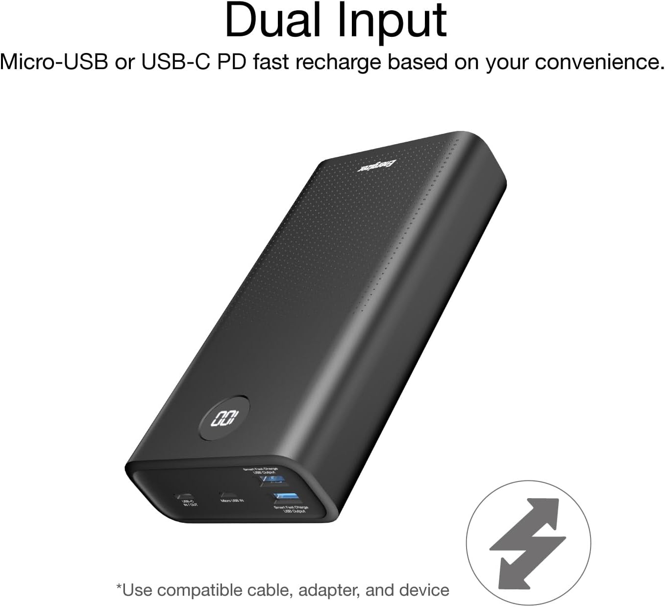 Energizer UE30016PQ_BK, Power Bank 30000mAh, 22.5W, LCD Display - Black