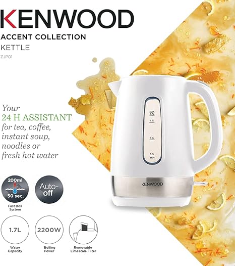 KENWOOD KETTLE PLASTIC 1.7L 2200W WHT - ZJP01.A0WH