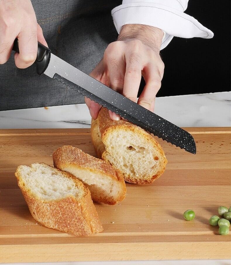 Swiss Gold 6-Piece Stainless Steel Kitchen Knife Set with Non-Stick Blades and Y-Peeler