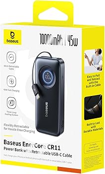 Baseus EnerCore CR11 Power Bank with Retractable Cable 20000 mAh 100W - Black