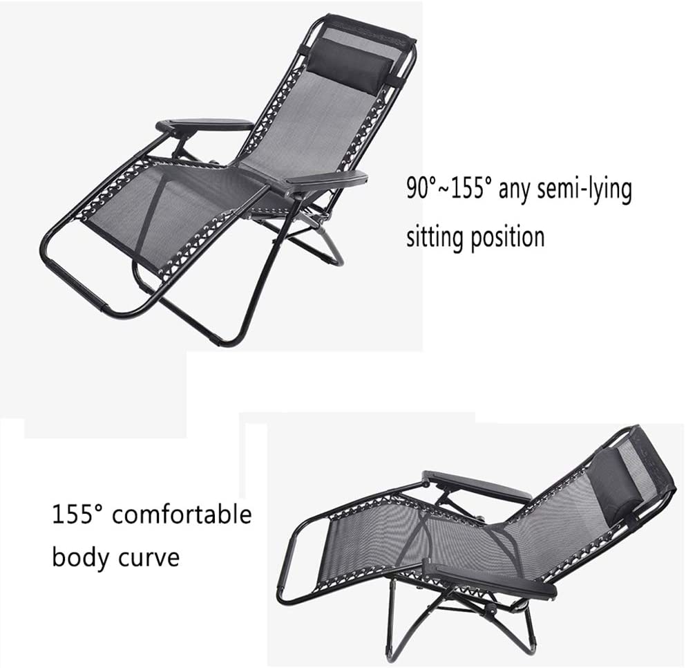 KKF Portable Foldable Reclining Lounge Chair with Adjustable Backrest for Camping & Outdoor Use