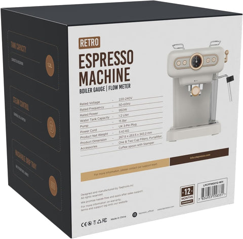 LePresso, Retro Espresso Boiler Machine Gauge and Milk Steamer