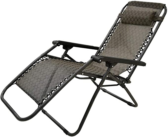 KKF Portable Foldable Reclining Lounge Chair with Adjustable Backrest for Camping & Outdoor Use