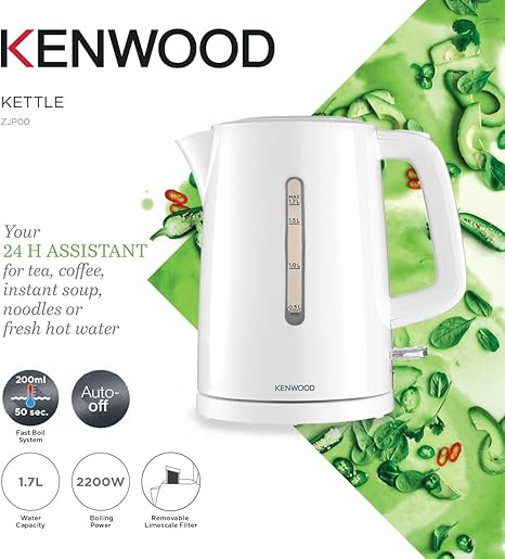 KENWOOD KETTLE PLASTIC 1.7L 2200W WHT - ZJP00.000WH