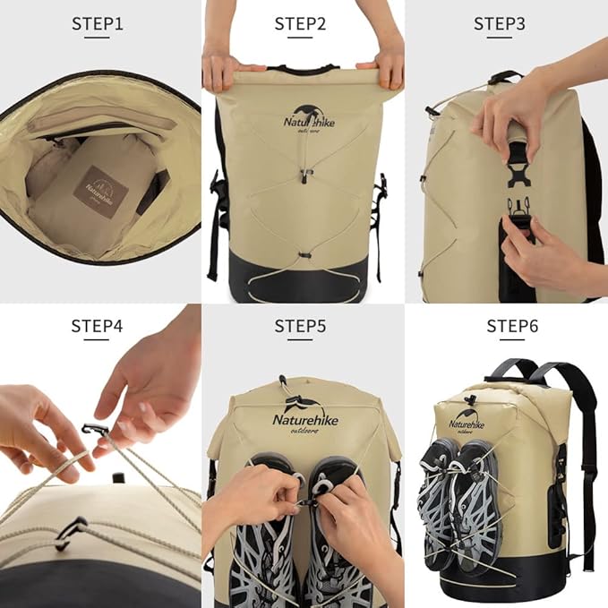 Naturehike TB03-Shimmer-TPU Wet and Dry Separation Waterproof Bag- Khaki (30L) (without shoes)