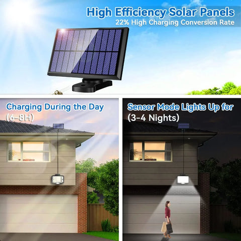 KKF Solar-Powered LED Security Wall Light with Motion Sensor & Remote Control, 120° Wide-Angle Detection, 20㎡ Illumination Coverage & Waterproof Design for Outdoor Use