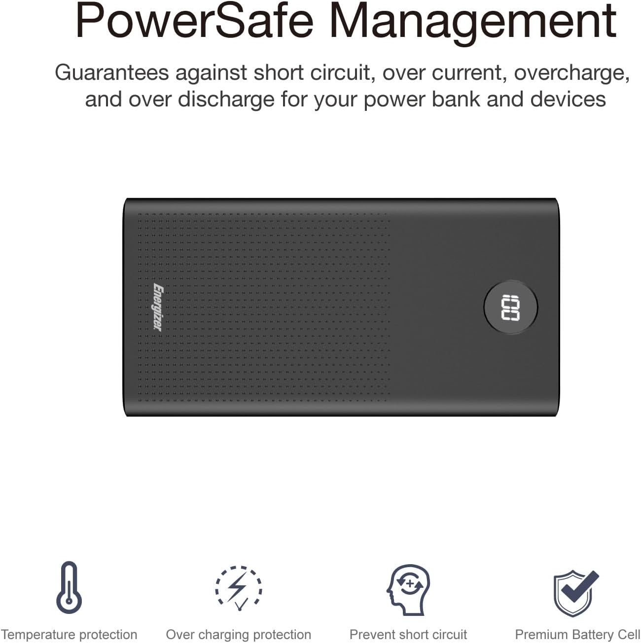 Energizer UE30016PQ_BK, Power Bank 30000mAh, 22.5W, LCD Display - Black
