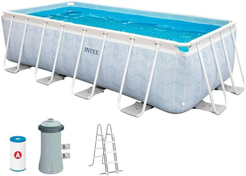 INTEX 4m x 2m x 1m Chevron Prism Rectangular Pool Set, Set-up Size: 4m x 2m x 1m