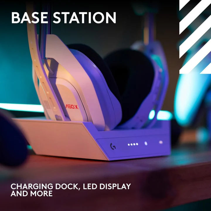 Logitech, Astro A50 X LIGHTSPEED Wireless Gaming Headset + Base Station, PRO-G GRAPHENE, PLAYSYNC, Xbox Series X|S + PS5 + PC/mac - White
