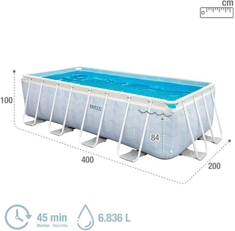 INTEX 4m x 2m x 1m Chevron Prism Rectangular Pool Set, Set-up Size: 4m x 2m x 1m