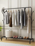 Cloth Rack K933, Stainless Steel Leaf Design - Black