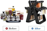 Rotating Spice Rack Organizer with 18 Glass Jars