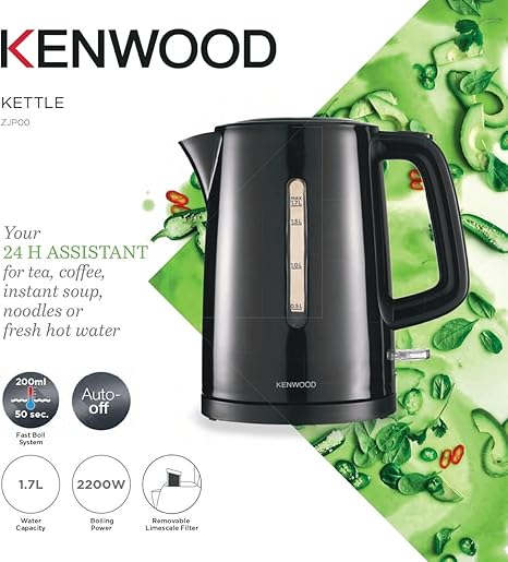 KENWOOD KETTLE PLASTIC 1.7L 2200W BLK - ZJP00.000BK