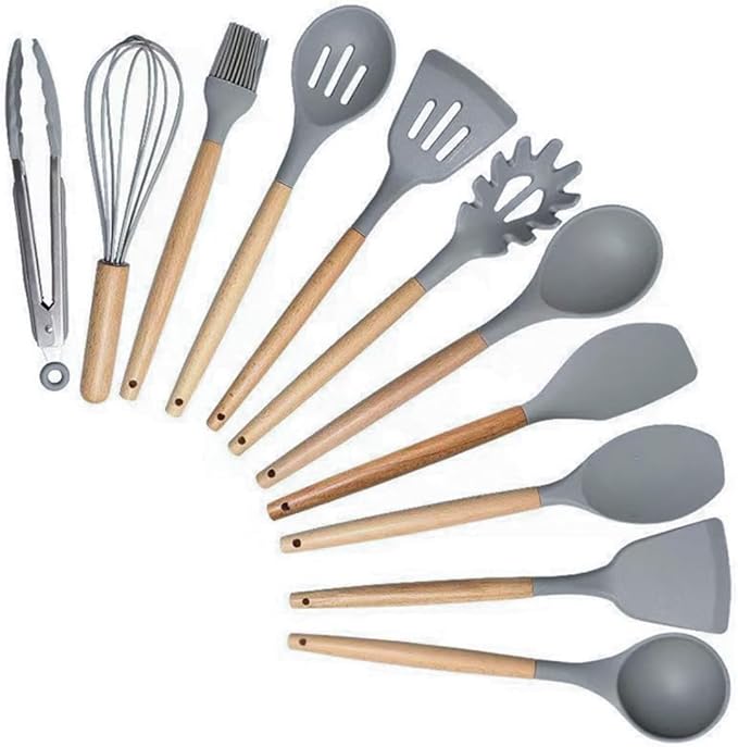 Premium 19-Piece Silicone Kitchenware & Knife Set with Cutting Board & Holding Stand