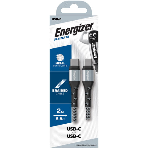 Buy Energizer Ultimate Metal Braided Type-C to Type-C Cable, 1.2m - Silver Online in Be3ah Kuwait