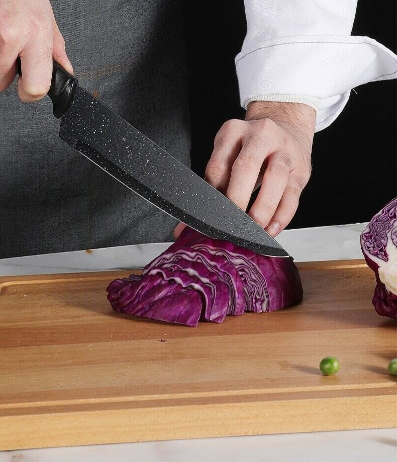 Swiss Gold 6-Piece Stainless Steel Kitchen Knife Set with Non-Stick Blades and Y-Peeler