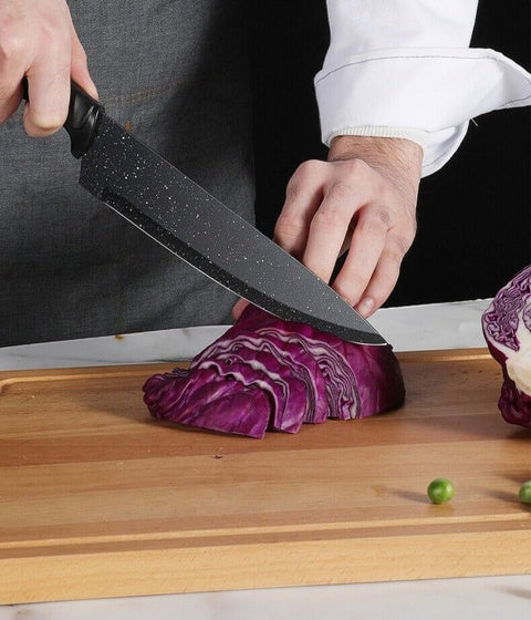 Swiss Gold 6-Piece Stainless Steel Kitchen Knife Set with Non-Stick Blades and Y-Peeler