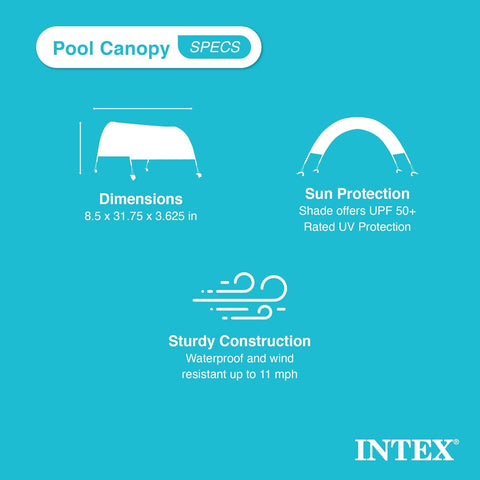 INTEX Gray Canopy for Rectangular Pool UPF 50+ Waterproof