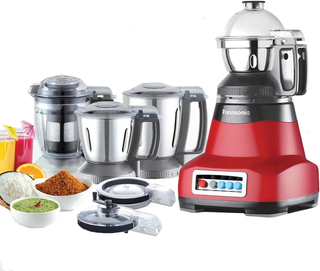 باناسونيك MX-AE465RTZ، خلاط مطحونة قوي مع قفل أمان مزدوج، 4 أوعية متعددة الاستخدام، 2000 واط