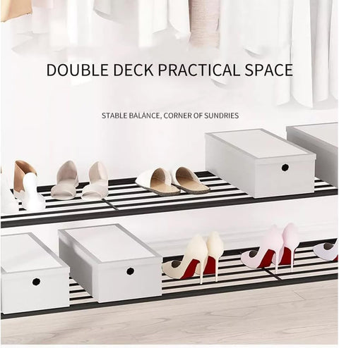 Double Layer Metal Clothes Rack with Wheels