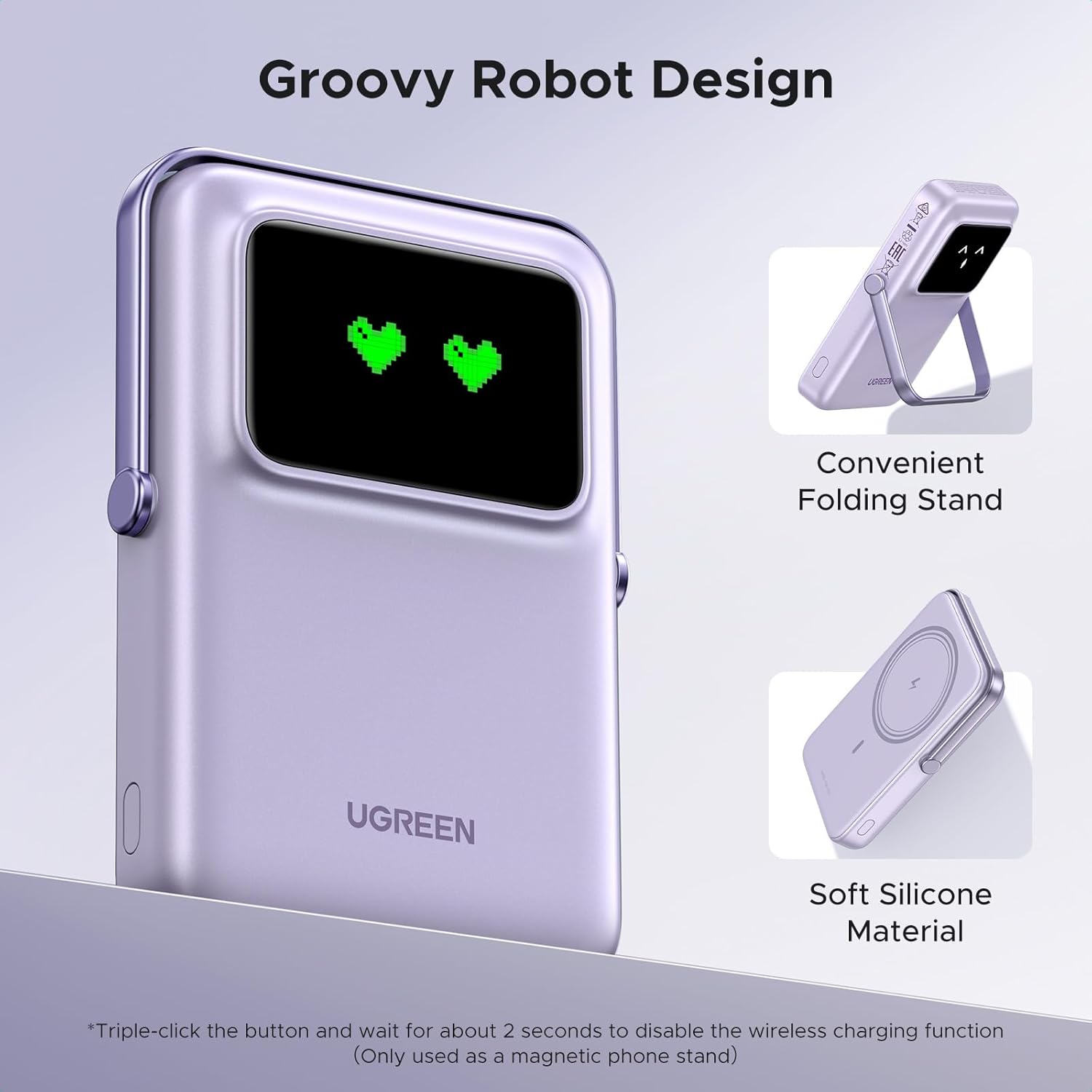 UGREEN 45328, Uno Magnetic Wireless Power Bank 10000mAh 20W - Purple