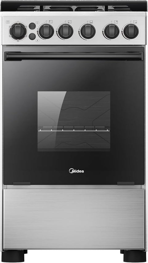 Midea Gas Cooker 50x55, 4 Burners, Silver