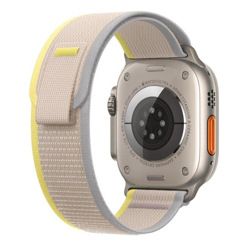 Apple Watch Ultra GPS + Cellular, 49mm Titanium Case with Yellow/Beige Trail Loop - S/M