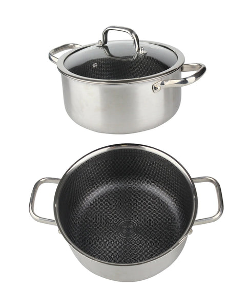 Osfe Home Cooking 316 High Quality 10-Piece Luxury Triply Stainless Steel Non Stick Cookware Set With Glass Lid (32-28-24-20 cm Pots and Pan 28 cm)