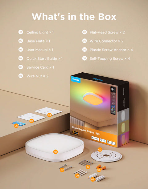 Govee 30cm RGBWW + RGBIC Smart Square Ceiling Light - H80A4