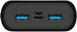 باور بانك 20000 مللي أمبير في الساعة - 22.5 وات - مخرج ثلاثي - مع مخرج USB-C بقوة 20 وات وشحن سريع - مدخلين - مؤشر LCD - أسود