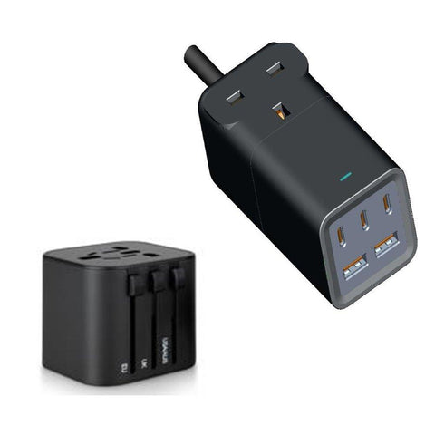 Ravpower Power Strip, 5-Ports, 75W, + Travel Charger Adapter, RP-PC1062 -Black