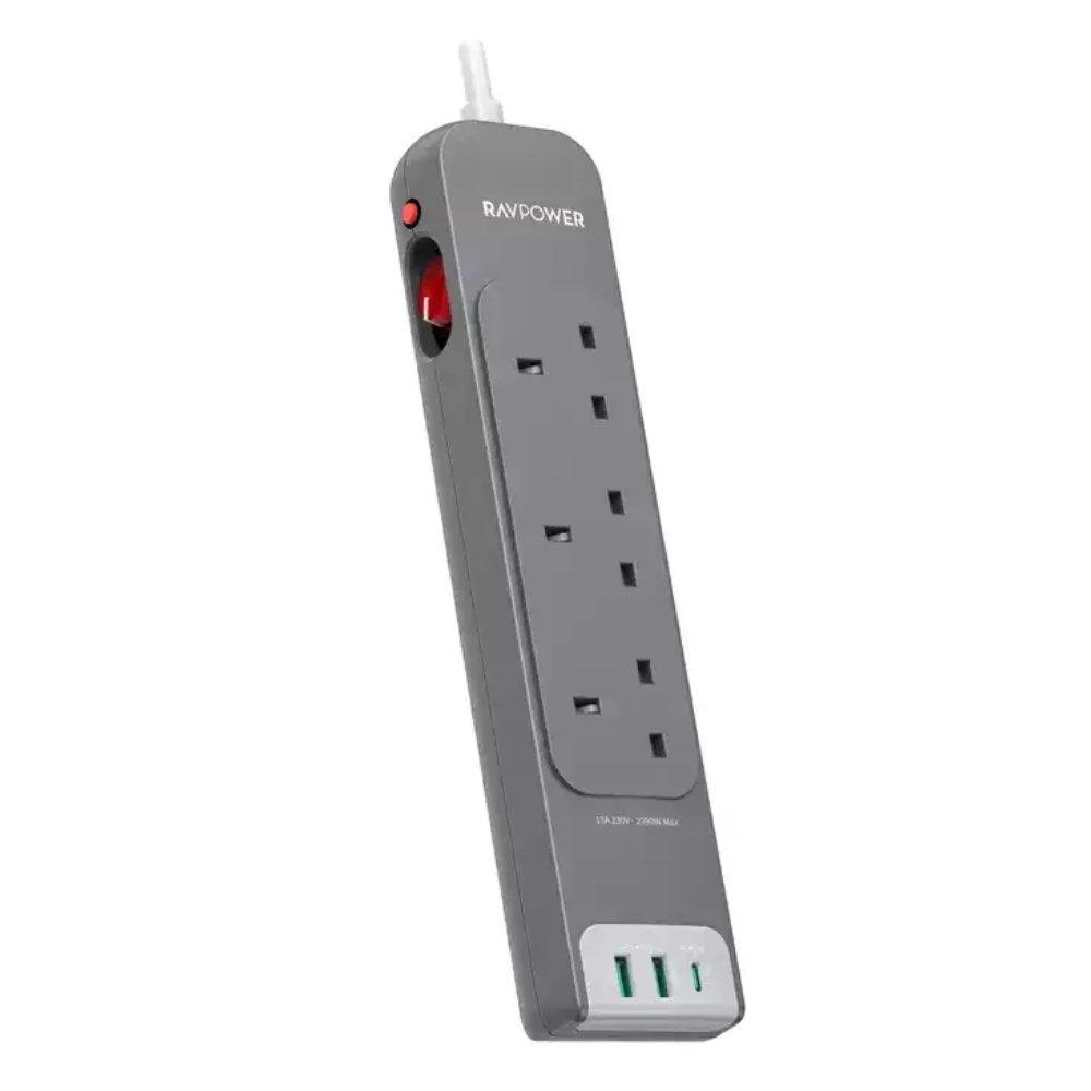 شريط طاقة Ravpower UK بستة منافذ، ١٥ واط، RP-PC1038 - رمادي 