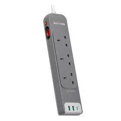 شريط طاقة Ravpower UK بستة منافذ، ١٥ واط، RP-PC1038 - رمادي 