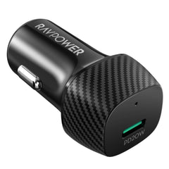 شاحن سيارة راف باور USB-C بقوة 20 واط، RP-VC1017 - أسود 