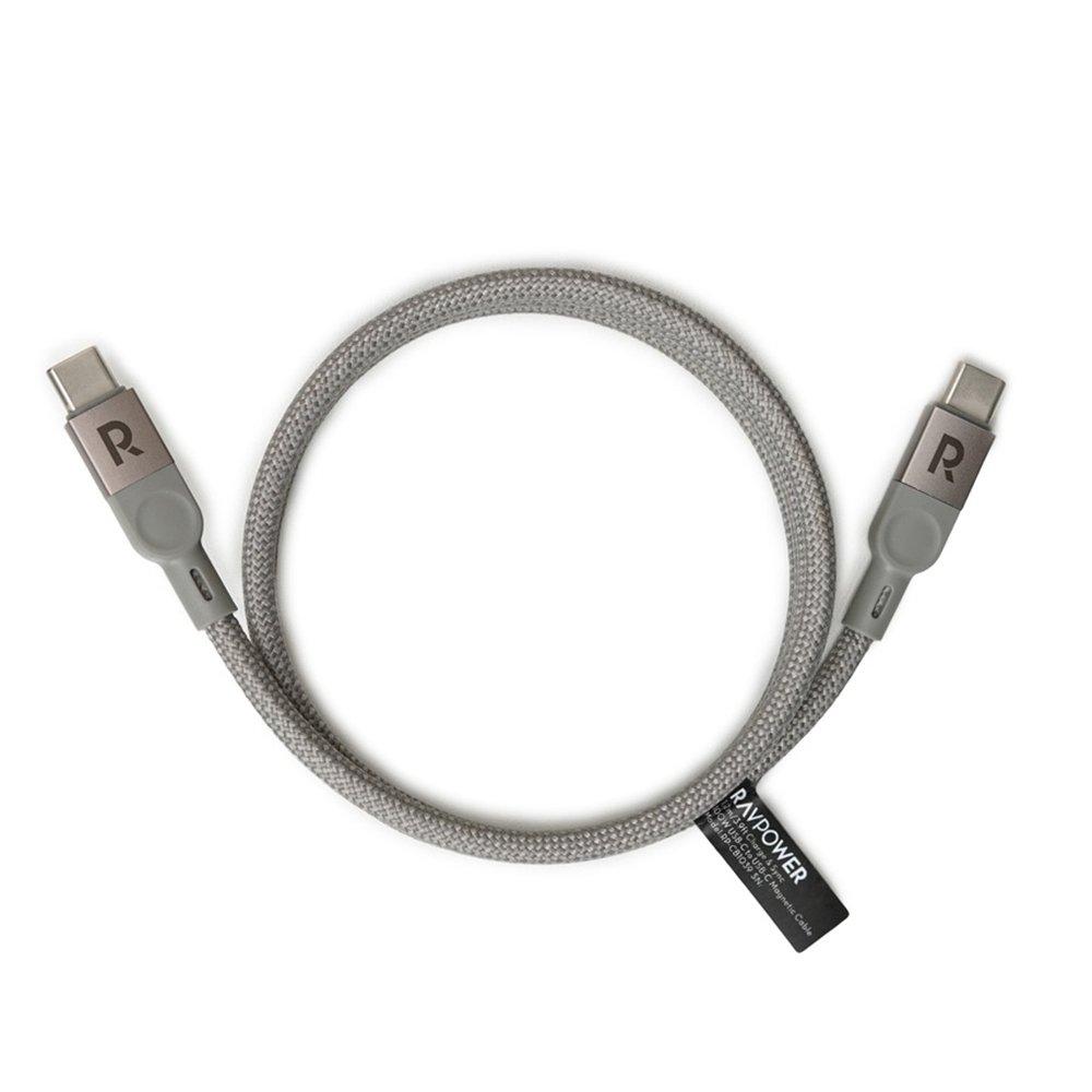 كابل Ravpower USB-C إلى USB-C بقوة 60 واط، بطول 1.2 متر، RP-CB1039 - رمادي