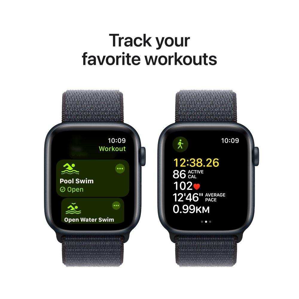 Apple Watch SE 2GEN 2024 GPS 44mm Midnight Aluminum Case with Ink Sport Loop One Size