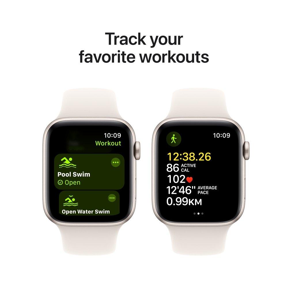 Apple Watch SE 2GEN 2024 GPS 44mm Starlight Aluminium Case with Starlight Sport Band - M/L