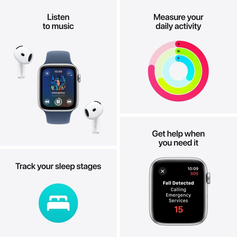 Apple Watch SE 2GEN 2024 GPS 44mm Starlight Aluminium Case with Starlight Sport Band - M/L