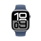 APPLE WATCH SERIES 10 GPS 46MM SILVER ALUMINIUM CASE WITH DENIM SPORT BAND - M/L