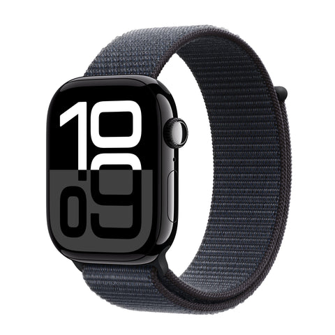 APPLE WATCH SERIES 10 GPS 42MM JET BLACK ALUMINIUM CASE WITH INK SPORT LOOP