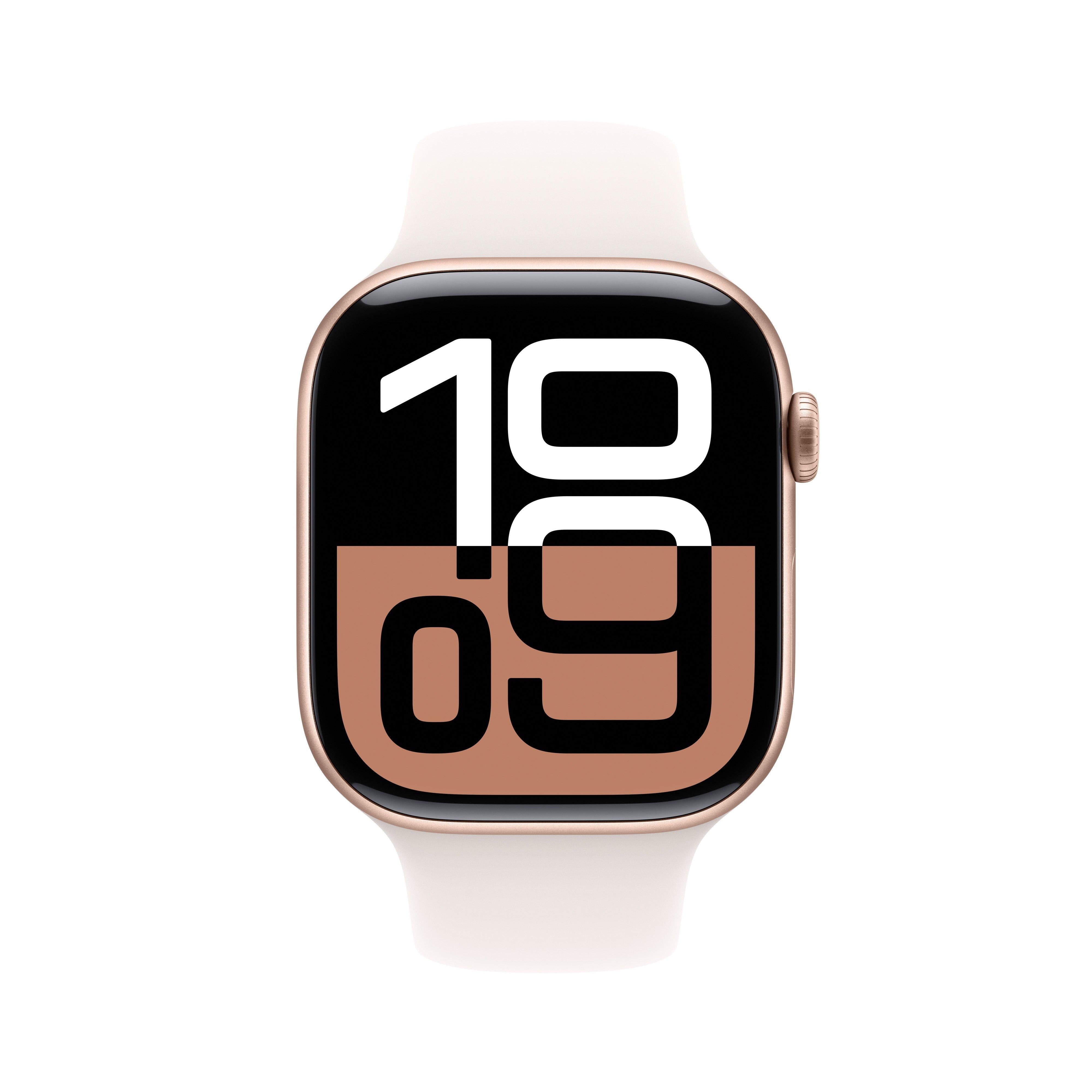 APPLE WATCH SERIES 10 GPS 46MM ROSE GOLD ALUMINIUM CASE WITH LIGHT BLUSH SPORT BAND - M/L