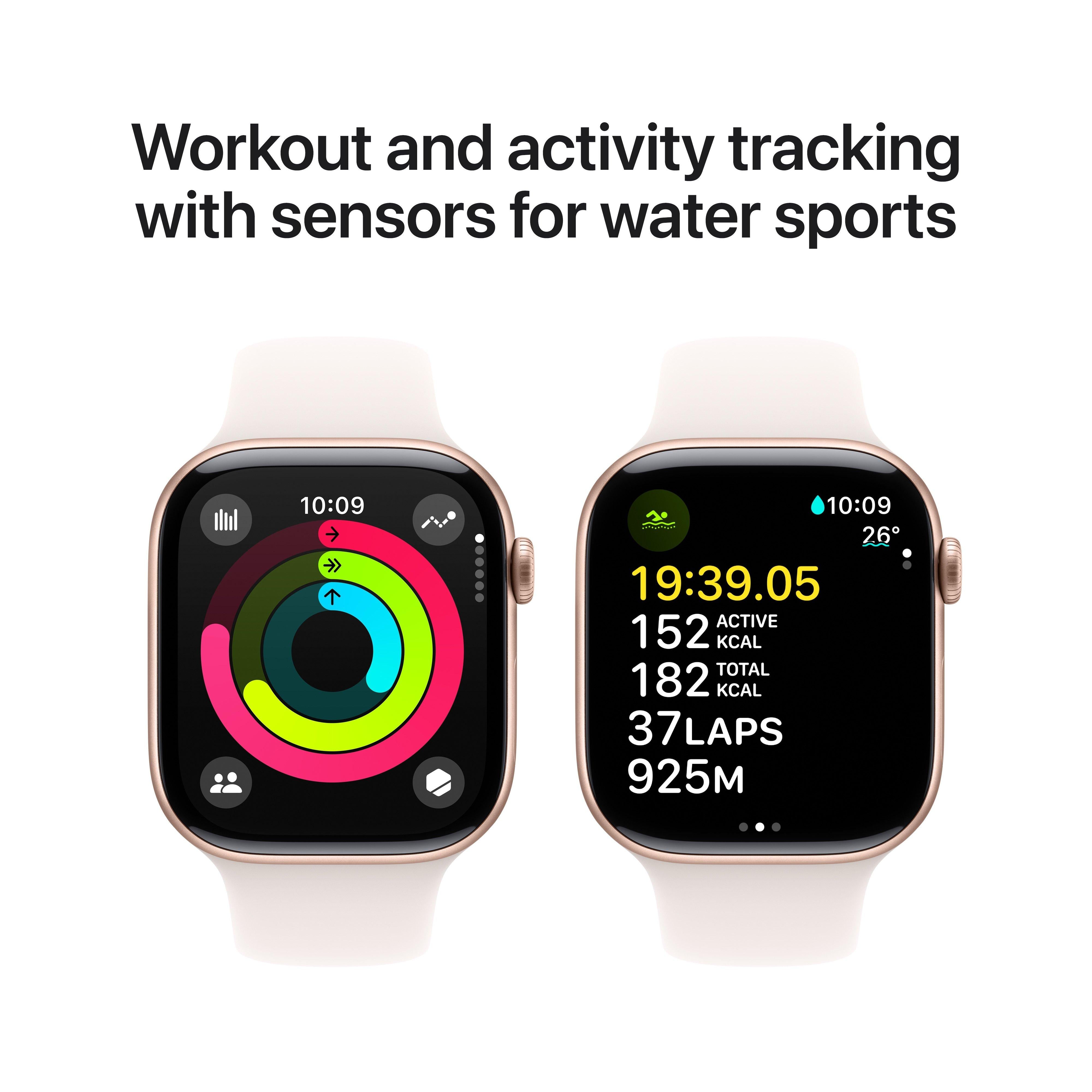 APPLE WATCH SERIES 10 GPS 46MM ROSE GOLD ALUMINIUM CASE WITH LIGHT BLUSH SPORT BAND - M/L