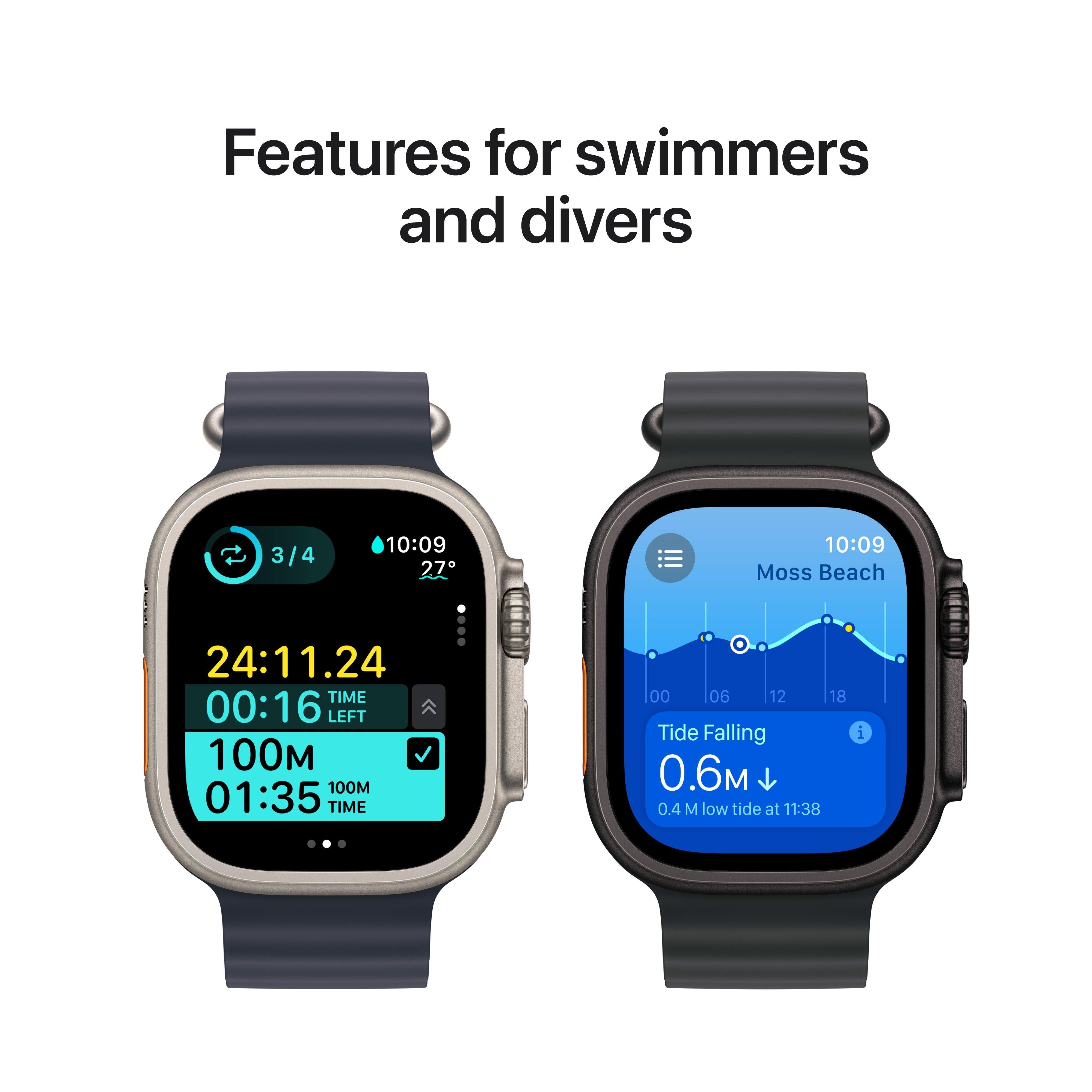 Apple Watch Ultra 2 GPS + Cellular, 49mm Natural Titanium Case with Navy Ocean Band