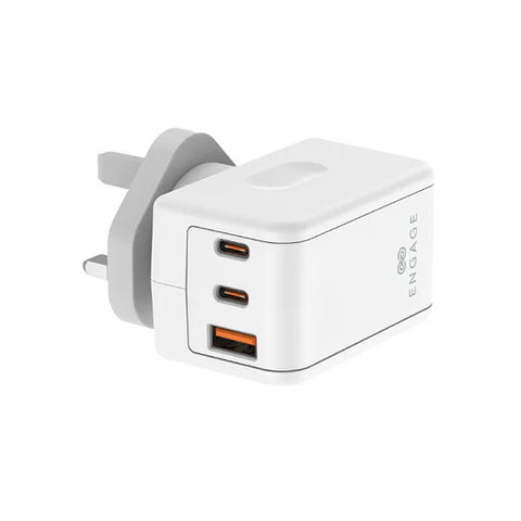 Engage, Dual USB-C + USB-A Power Adapter (65W) with 180° Rotating Plug