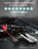 RAVPOWER Pavpower RP-PB1225, Jump Starter with 11000mAh (40.7Wh) Power Bank & LED Flashlight